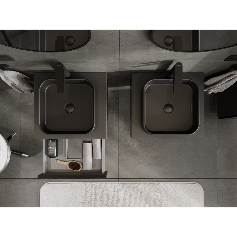 Mexen Orio koupelnová skříňka pod umyvadlo 50 cm s deskou, 1 zásuvka, černá matná - 91A10-05023-1-BFC71