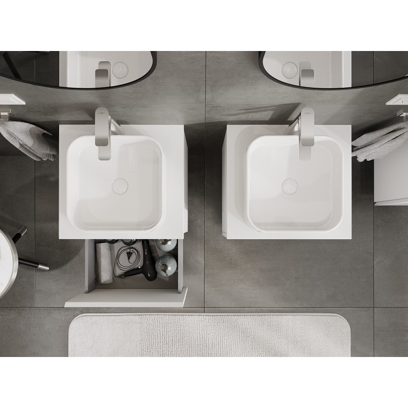 Mexen Orio koupelnová skříňka pod umyvadlo 50 cm s deskou, 1 zásuvka, bílá matná - 91A10-05047-1-BFC01