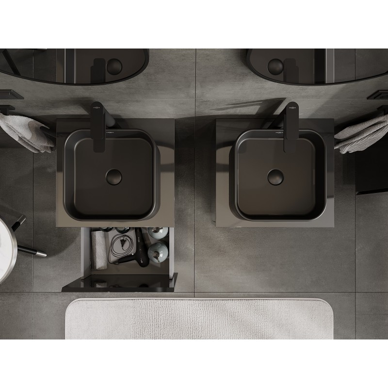 Mexen Orio koupelnová skříňka pod umyvadlo 50 cm s deskou, 1 zásuvka, černý lesk - 91A10-05047-1-BFC70