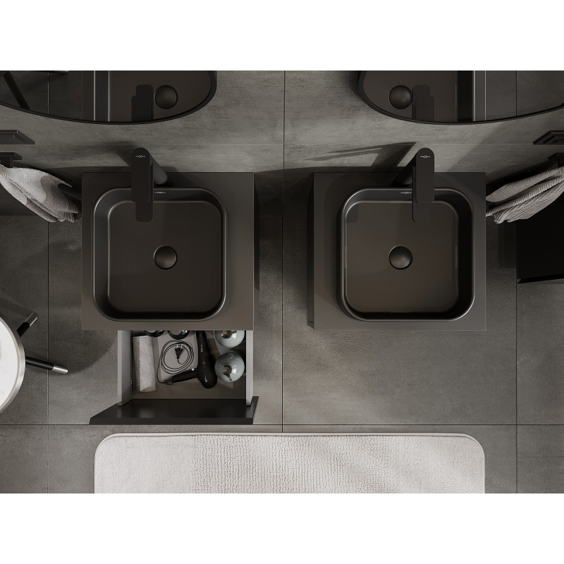 Mexen Orio koupelnová skříňka pod umyvadlo 50 cm s deskou, 1 zásuvka, černá mat - 91A10-05047-1-BFC71