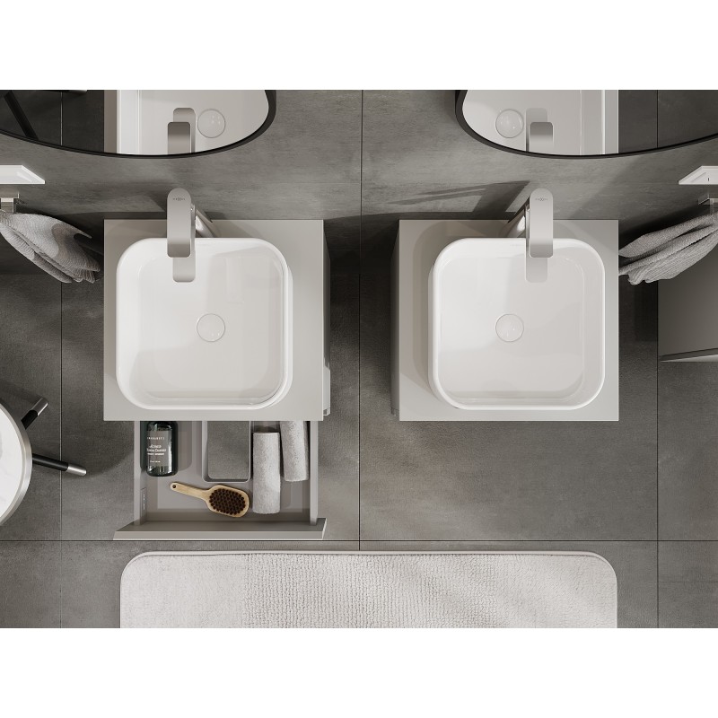 Mexen Orio koupelnová skříňka pod umyvadlo 50 cm s deskou, 2 zásuvky, šedá matná - 91A10-05047-2-BFFC62