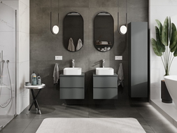 Mexen Orio koupelnová skříňka pod umyvadlo 50 cm s deskou, 2 zásuvky, grafit mat - 91A10-05047-2-BFFC66