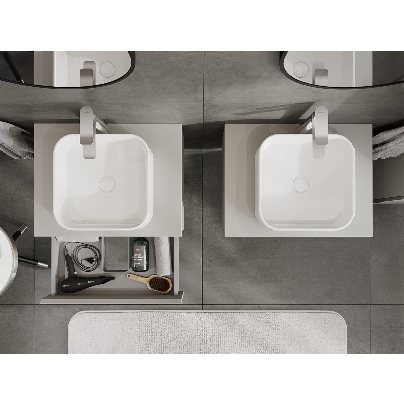 Mexen Orio koupelnová skříňka pod umyvadlo 60 cm s deskou, 1 zásuvka, šedá matná - 91A10-06023-1-BFC62