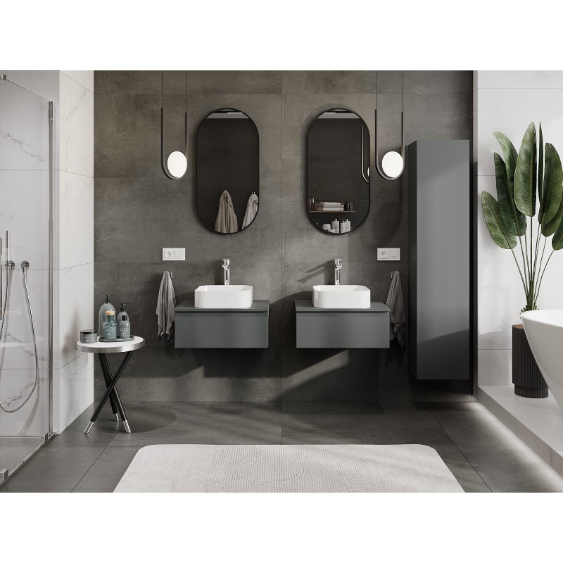 Mexen Orio koupelnová skříňka pod umyvadlo 60 cm s deskou, 1 zásuvka, grafit mat - 91A10-06023-1-BFC66