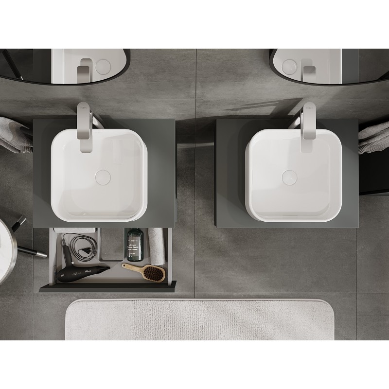 Mexen Orio koupelnová skříňka pod umyvadlo 60 cm s deskou, 1 zásuvka, grafit mat - 91A10-06023-1-BFC66