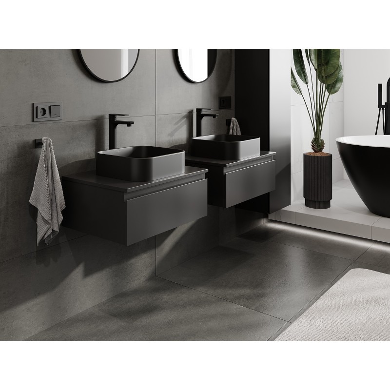 Mexen Orio koupelnová skříňka pod umyvadlo 60 cm s deskou, 1 zásuvka, černá matná - 91A10-06023-1-BFC71