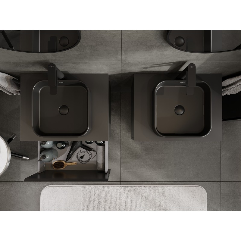 Mexen Orio koupelnová skříňka pod umyvadlo 60 cm s deskou, 1 zásuvka, černá mat - 91A10-06047-1-BFC71