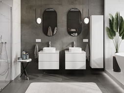 Mexen Orio koupelnová skříňka pod umyvadlo 60 cm s deskou, 2 zásuvky, bílý lesk - 91A10-06047-2-BFFC00