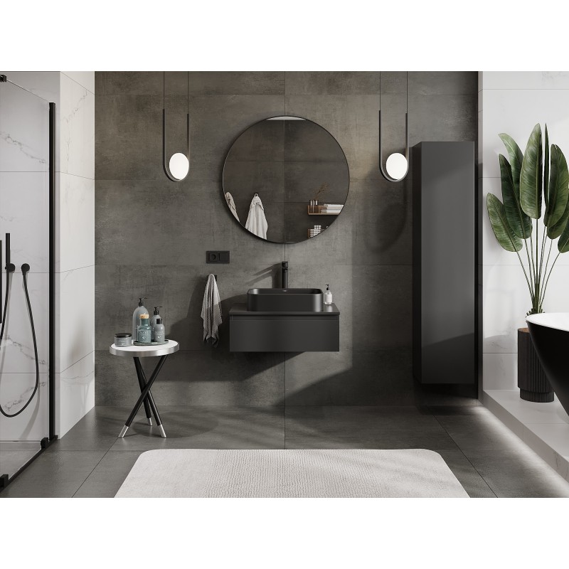 Mexen Orio koupelnová skříňka pod umyvadlo 70 cm s deskou, 1 zásuvka, černá mat - 91A10-07023-1-BFC71