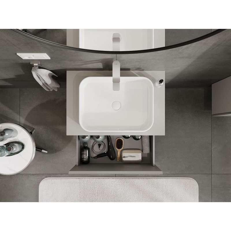 Mexen Orio koupelnová skříňka pod umyvadlo 70 cm s deskou, 1 zásuvka, šedá mat - 91A10-07047-1-BFC62