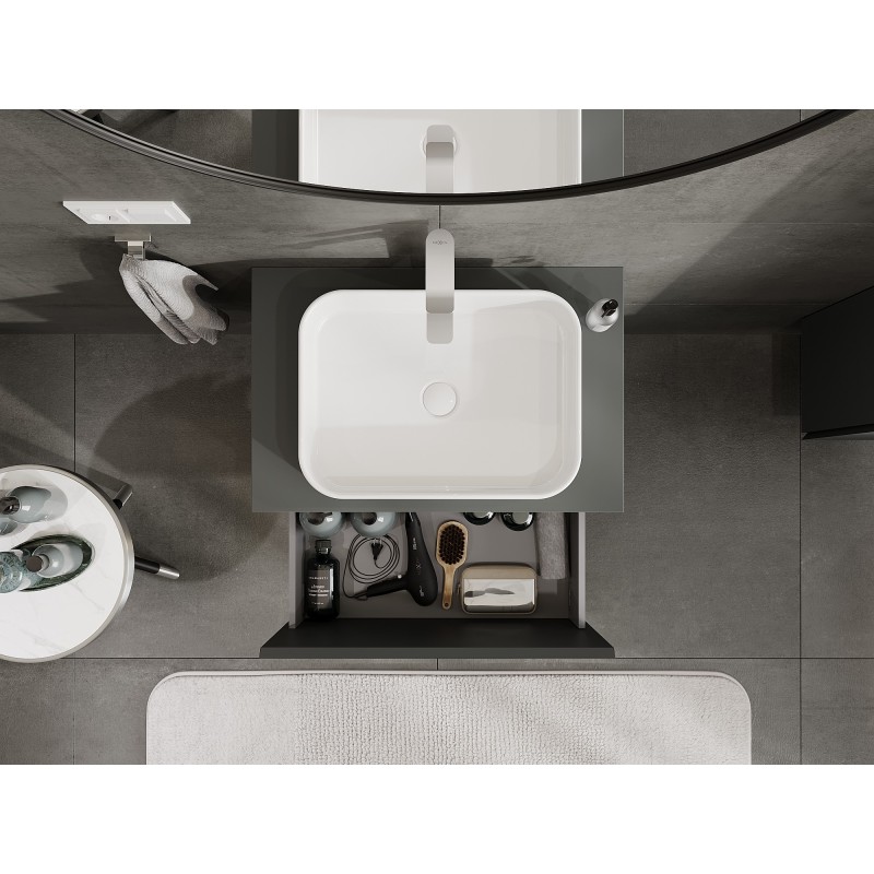 Mexen Orio koupelnová skříňka pod umyvadlo 70 cm s deskou, 1 zásuvka, matná grafit - 91A10-07047-1-BFC66