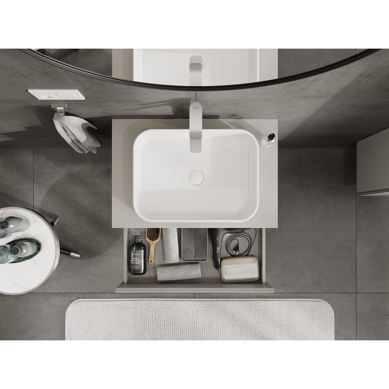 Mexen Orio koupelnová skříňka pod umyvadlo 70 cm s deskou, 2 zásuvky, šedá matná - 91A10-07047-2-BFFC62