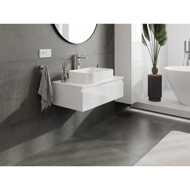 Mexen Orio koupelnová skříňka pod umyvadlo 80 cm s deskou, 1 zásuvka, bílý lesk - 91A10-08023-1-BFC00