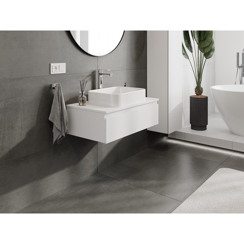 Mexen Orio koupelnová skříňka pod umyvadlo 80 cm s deskou, 1 zásuvka, bílá matná - 91A10-08023-1-BFC01