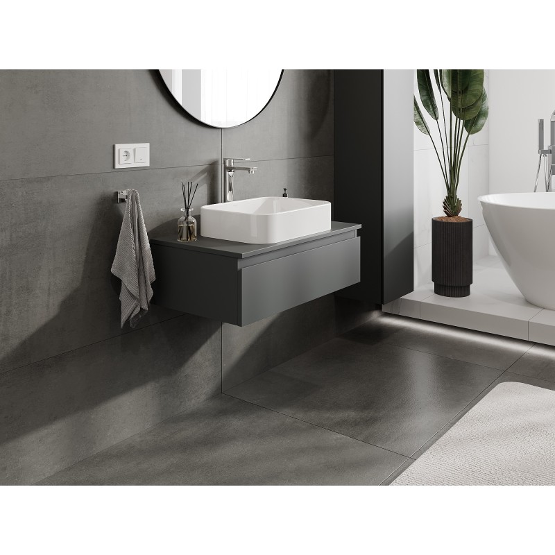 Mexen Orio koupelnová skříňka pod umyvadlo 80 cm s deskou, 1 zásuvka, grafit mat - 91A10-08023-1-BFC66