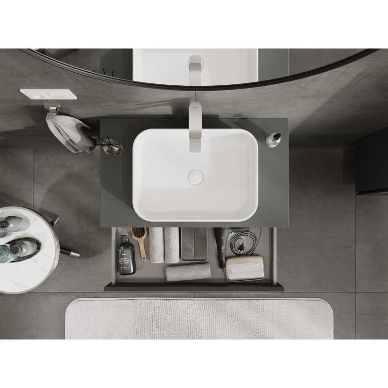 Mexen Orio koupelnová skříňka pod umyvadlo 80 cm s deskou, 1 zásuvka, grafit mat - 91A10-08023-1-BFC66