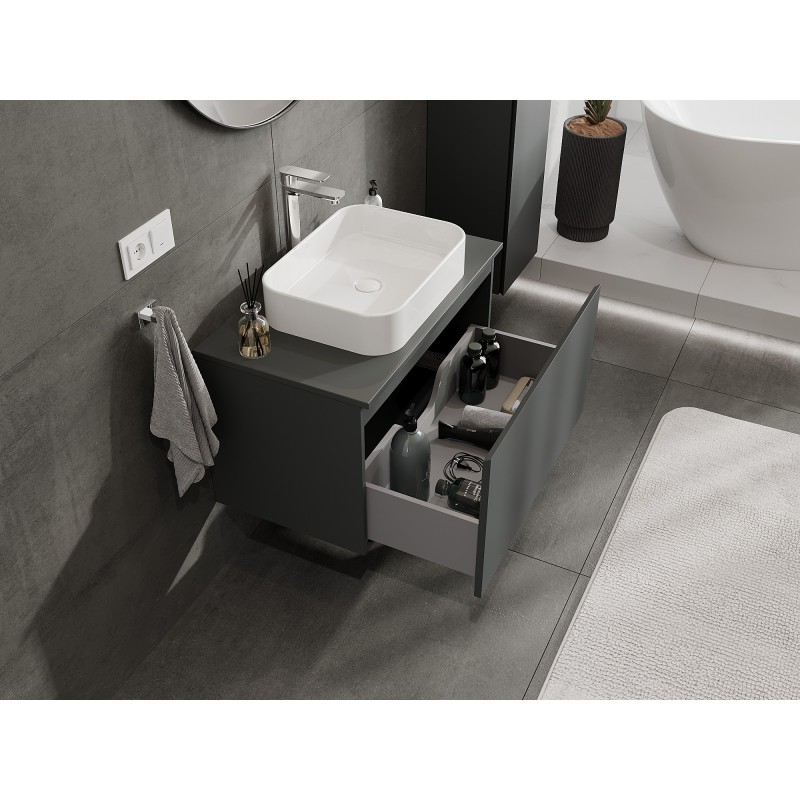 Mexen Orio koupelnová skříňka pod umyvadlo 80 cm s deskou, 1 zásuvka, matná grafitová - 91A10-08047-1-BFC66