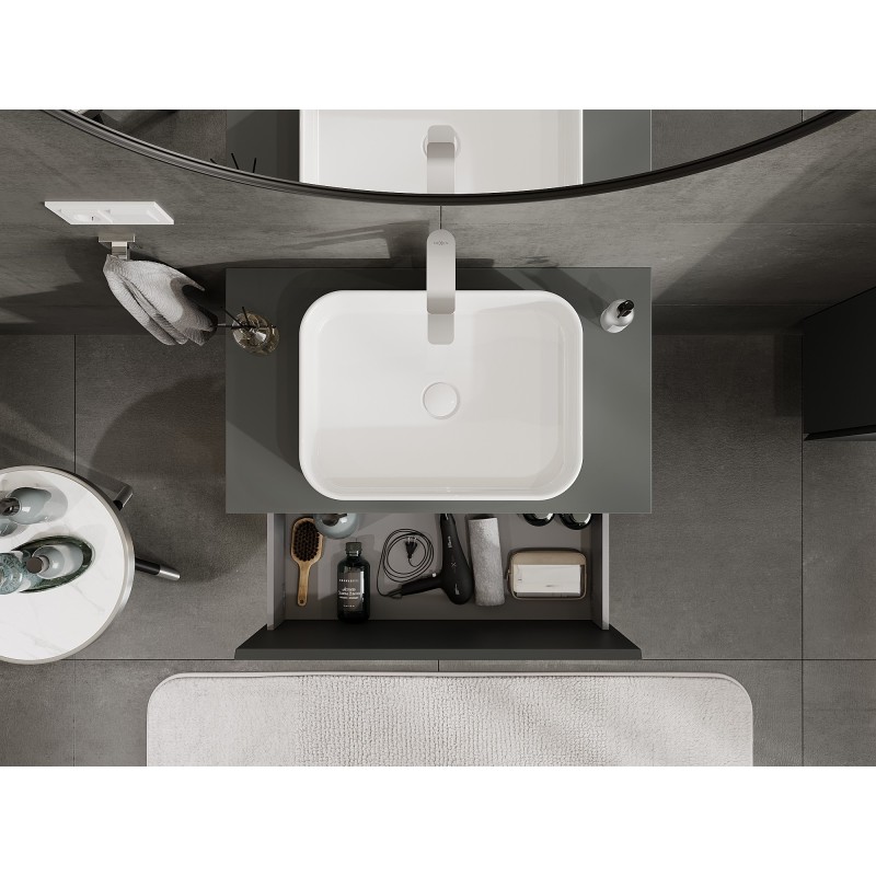 Mexen Orio koupelnová skříňka pod umyvadlo 80 cm s deskou, 1 zásuvka, matná grafitová - 91A10-08047-1-BFC66