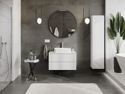 Mexen Orio koupelnová skříňka pod umyvadlo 80 cm s deskou, 2 zásuvky, bílý lesk - 91A10-08047-2-BFFC00