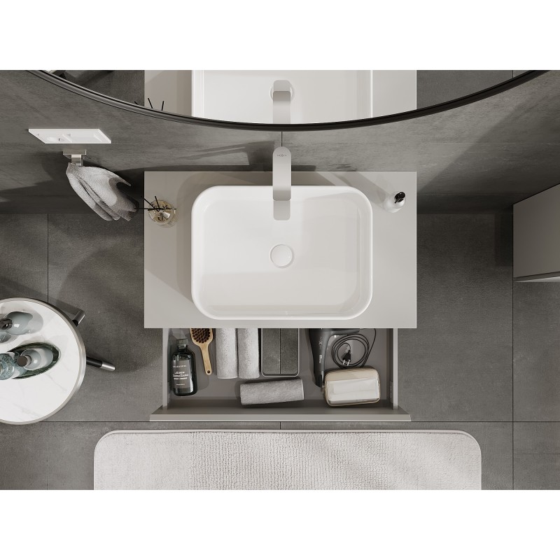 Mexen Orio koupelnová skříňka pod umyvadlo 80 cm s deskou, 2 zásuvky, šedá mat - 91A10-08047-2-BFFC62