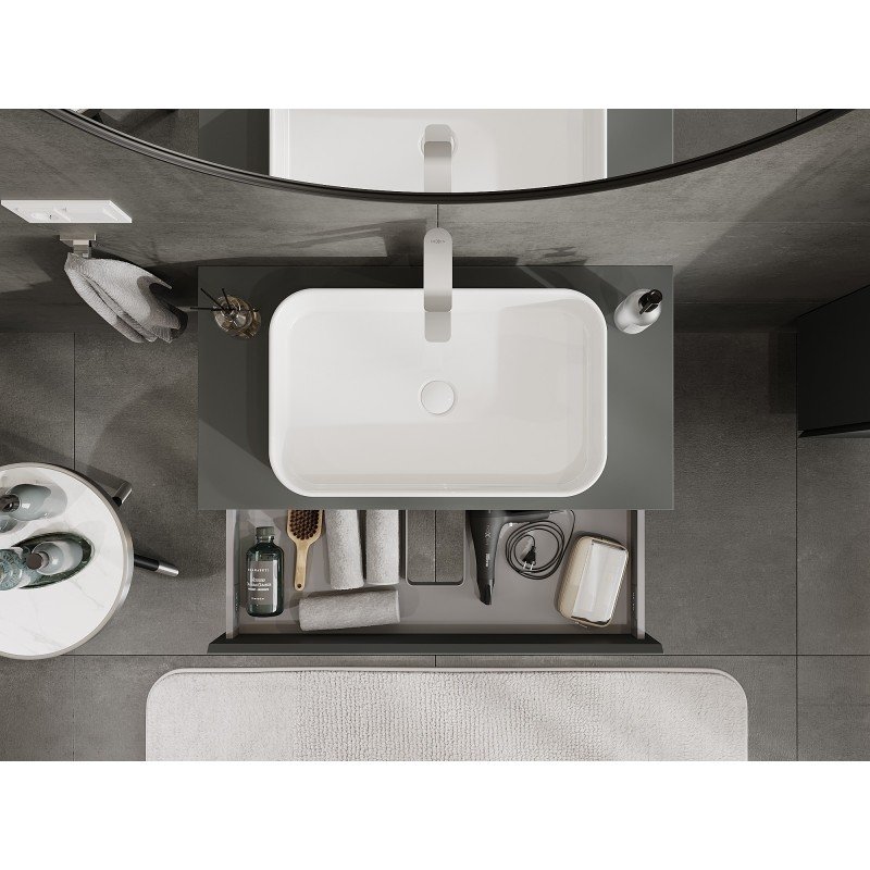 Mexen Orio koupelnová skříňka pod umyvadlo 90 cm s deskou, 1 zásuvka, grafit mat - 91A10-09023-1-BFC66