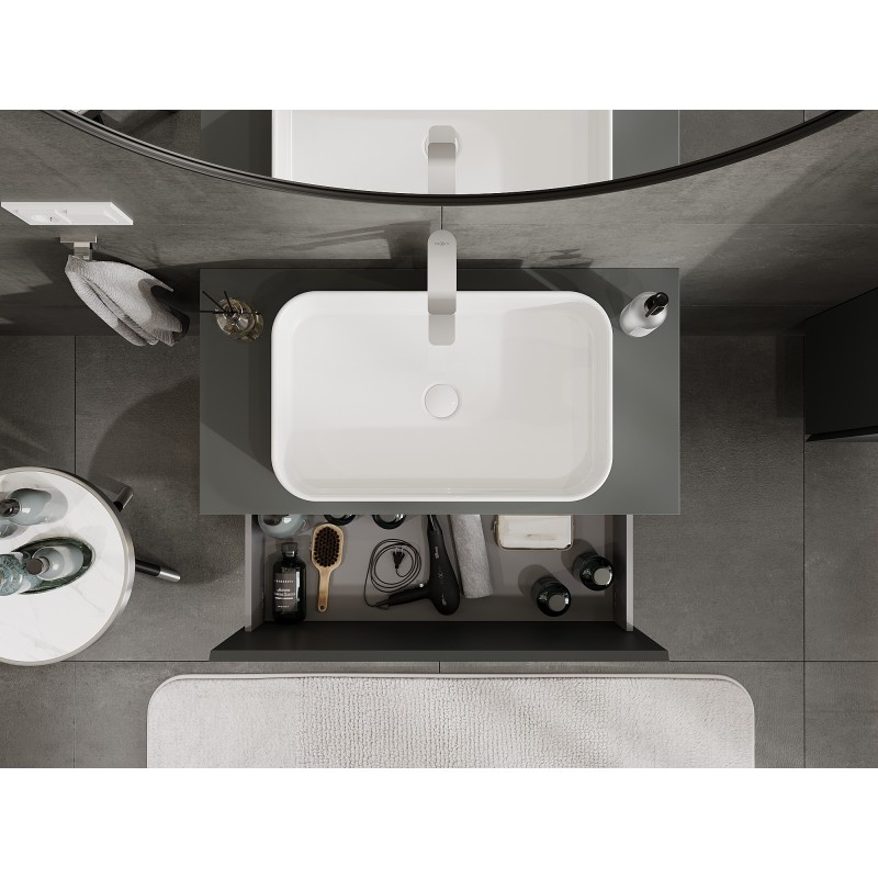 Mexen Orio koupelnová skříňka pod umyvadlo 90 cm s deskou, 1 zásuvka, matný grafit - 91A10-09047-1-BFC66