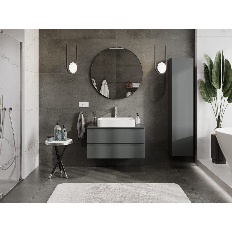 Mexen Orio koupelnová skříňka pod umyvadlo 90 cm s pracovní deskou, 2 zásuvky, grafit mat - 91A10-09047-2-BFFC66