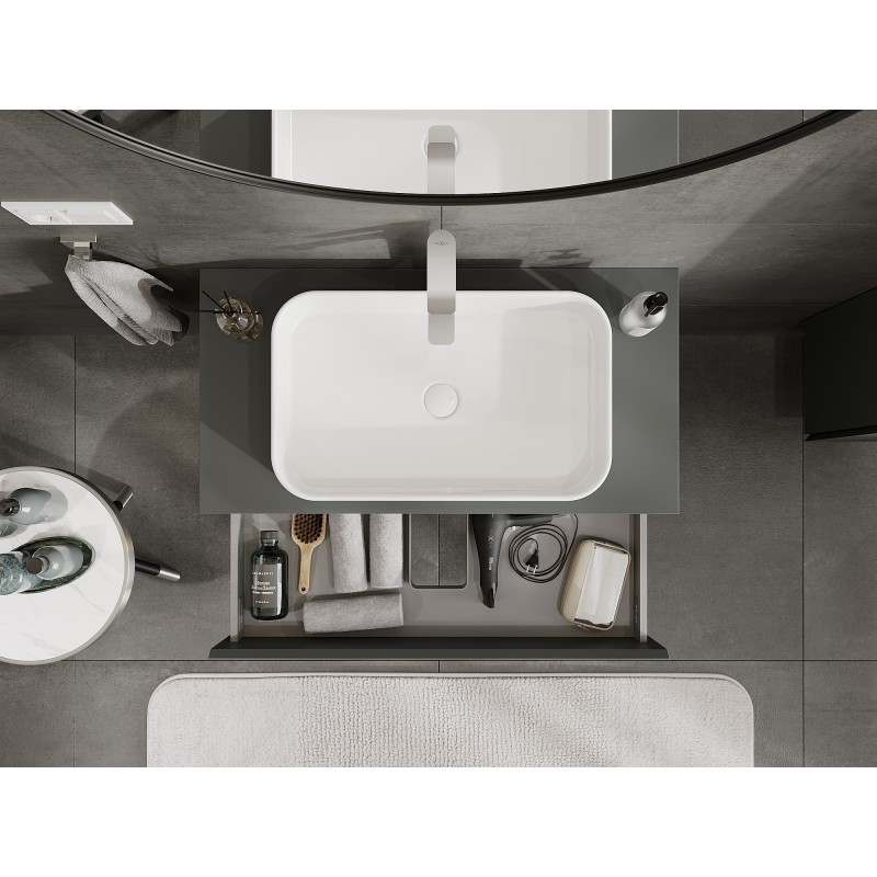 Mexen Orio koupelnová skříňka pod umyvadlo 90 cm s pracovní deskou, 2 zásuvky, grafit mat - 91A10-09047-2-BFFC66