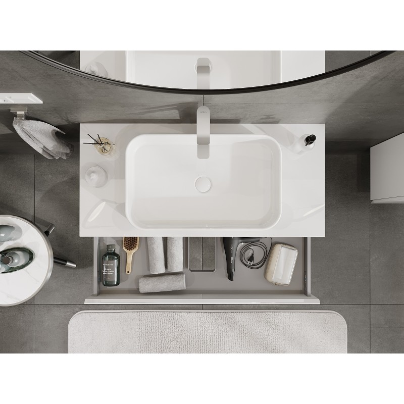 Mexen Orio koupelnová skříňka pod umyvadlo 100 cm s deskou, 1 zásuvka, bílý lesk - 91A10-10023-1-BFC00