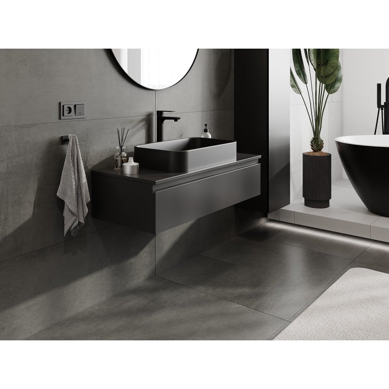 Mexen Orio koupelnová skříňka pod umyvadlo 100 cm s deskou, 1 zásuvka, černá matná - 91A10-10023-1-BFC71