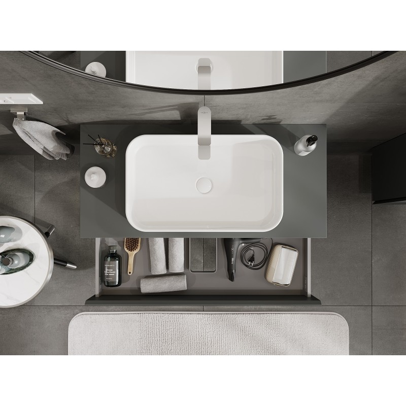 Mexen Orio koupelnová skříňka pod umyvadlo 100 cm s deskou, 2 zásuvky, matná grafitová - 91A10-10047-2-BFFC66