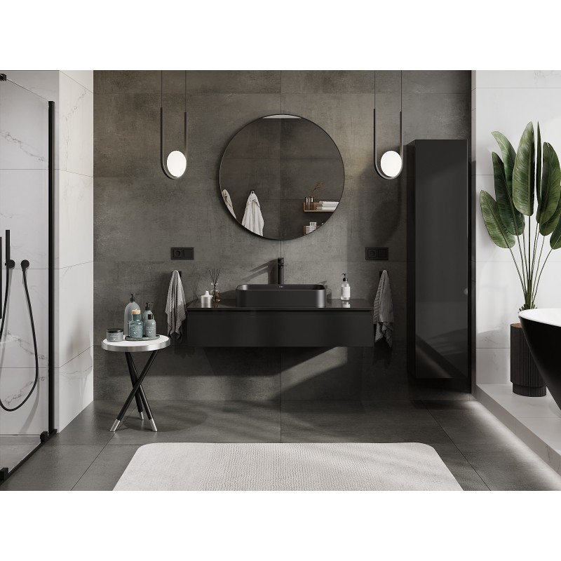 Mexen Orio koupelnová skříňka pod umyvadlo 120 cm s deskou, 1 zásuvka, černý lesk - 91A10-12023-1-BFC70