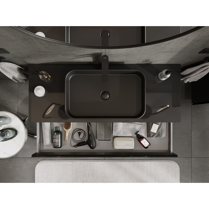 Mexen Orio koupelnová skříňka pod umyvadlo 120 cm s deskou, 1 zásuvka, černý lesk - 91A10-12023-1-BFC70