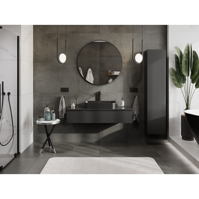 Mexen Orio koupelnová skříňka pod umyvadlo 120 cm s deskou, 1 zásuvka, černá mat - 91A10-12023-1-BFC71