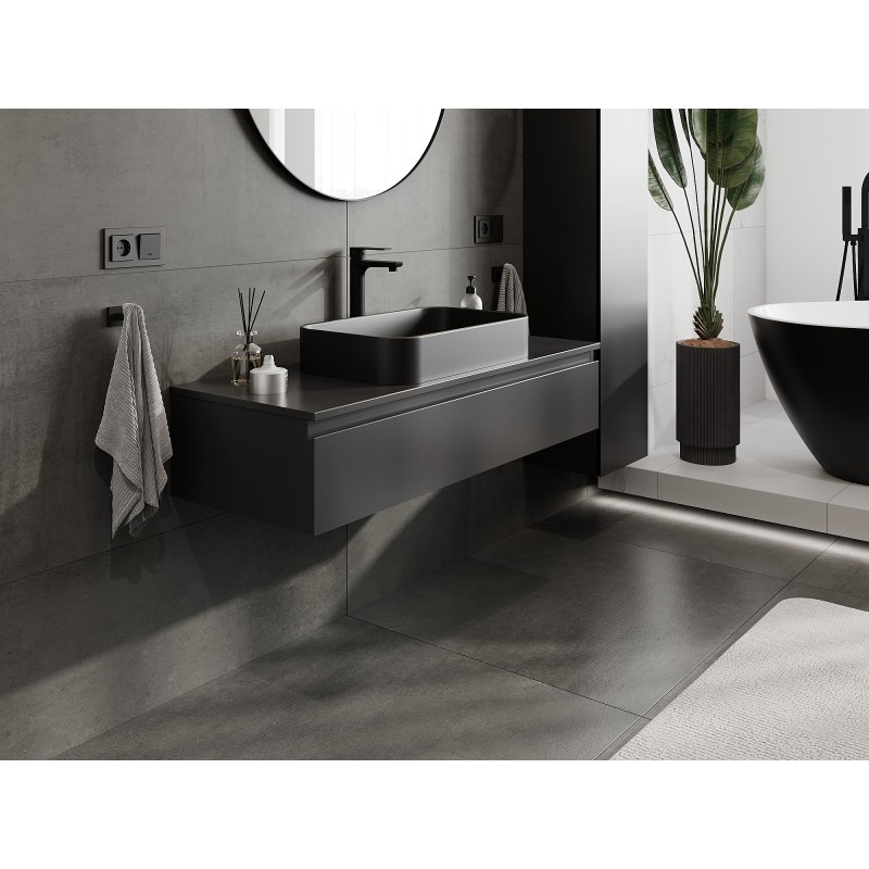 Mexen Orio koupelnová skříňka pod umyvadlo 120 cm s deskou, 1 zásuvka, černá mat - 91A10-12023-1-BFC71