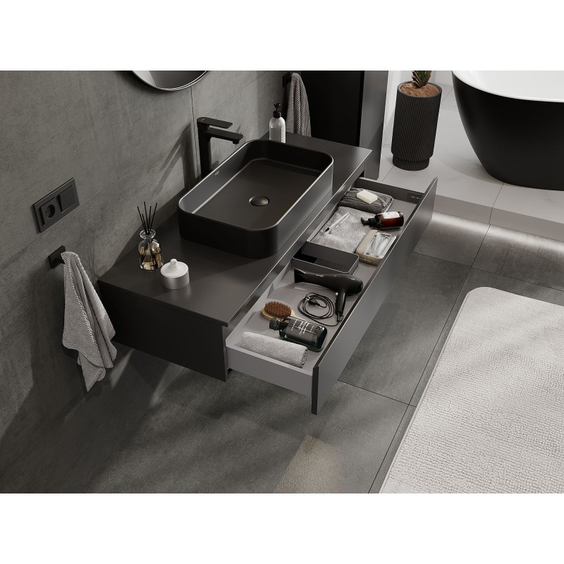 Mexen Orio koupelnová skříňka pod umyvadlo 120 cm s deskou, 1 zásuvka, černá mat - 91A10-12023-1-BFC71