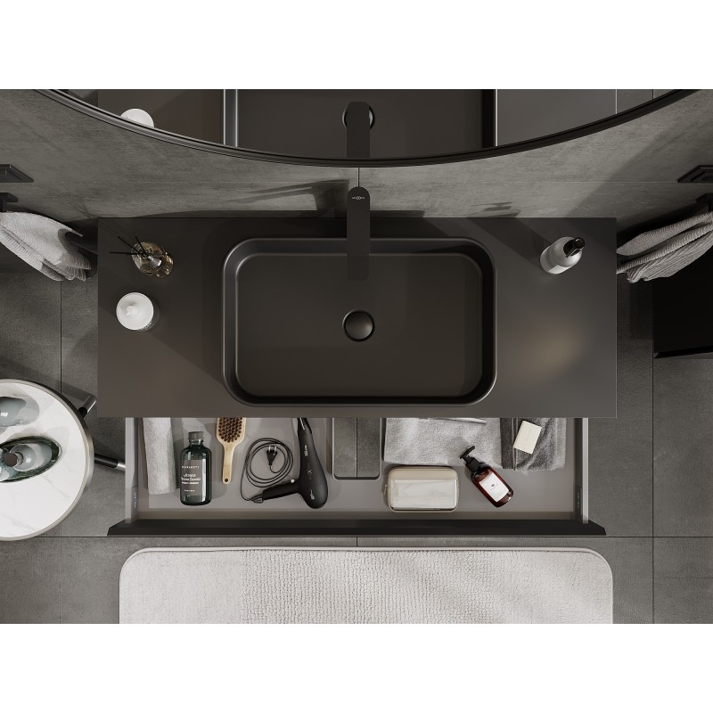 Mexen Orio koupelnová skříňka pod umyvadlo 120 cm s deskou, 1 zásuvka, černá mat - 91A10-12023-1-BFC71