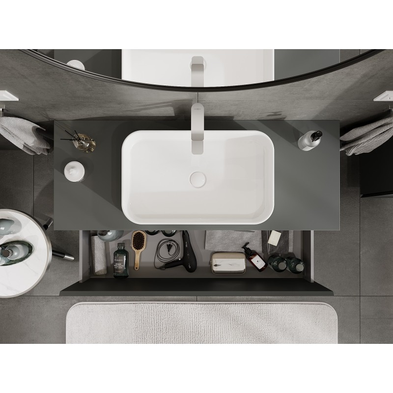 Mexen Orio koupelnová skříňka pod umyvadlo 120 cm s deskou, 1 zásuvka, grafit mat - 91A10-12047-1-BFC66