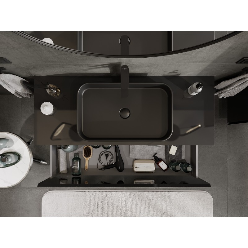 Mexen Orio koupelnová skříňka pod umyvadlo 120 cm s deskou, 1 zásuvka, černý lesk - 91A10-12047-1-BFC70