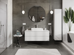 Mexen Orio koupelnová skříňka pod umyvadlo 120 cm s deskou, 2 zásuvky, bílý lesk - 91A10-12047-2-BFFC00