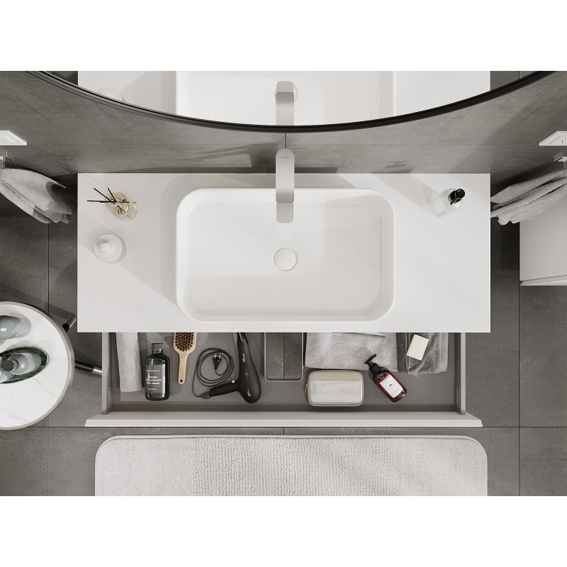 Mexen Orio koupelnová skříňka pod umyvadlo 120 cm s deskou, 2 zásuvky, bílá matná - 91A10-12047-2-BFFC01