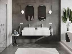 Mexen Orio koupelnová skříňka pod umyvadlo 140 cm s deskou, 1 zásuvka, bílý lesk - 91A10-14023-1-BFC00