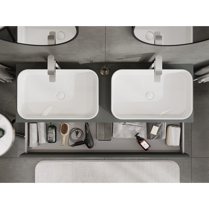 Mexen Orio koupelnová skříňka pod umyvadlo 140 cm s deskou, 1 zásuvka, grafit mat - 91A10-14023-1-BFC66