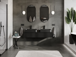 Mexen Orio koupelnová skříňka pod umyvadlo 140 cm s deskou, 1 zásuvka, černý lesk - 91A10-14023-1-BFC70