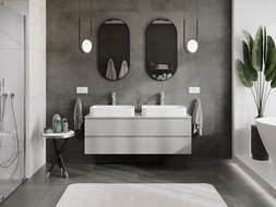 Mexen Orio koupelnová skříňka pod umyvadlo 140 cm s deskou, 2 zásuvky, šedá matná - 91A10-14047-2-BFFC62