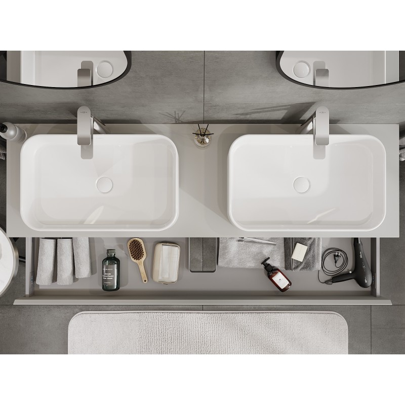 Mexen Orio koupelnová skříňka pod umyvadlo 160 cm s deskou, 1 zásuvka, šedá matná - 91A10-16023-1-BFC62