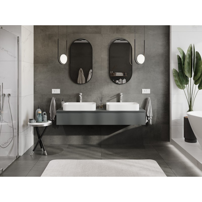 Mexen Orio koupelnová skříňka pod umyvadlo 160 cm s deskou, 1 zásuvka, grafit mat - 91A10-16023-1-BFC66