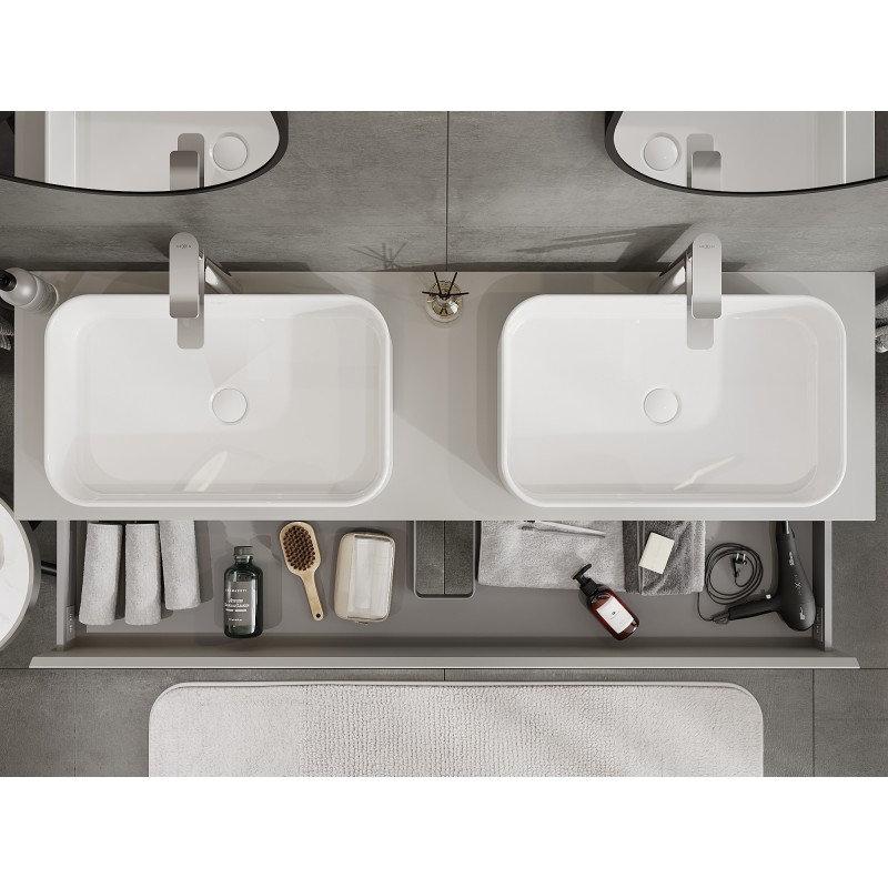 Mexen Orio koupelnová skříňka pod umyvadlo 160 cm s deskou, 2 zásuvky, šedá mat - 91A10-16047-2-BFFC62