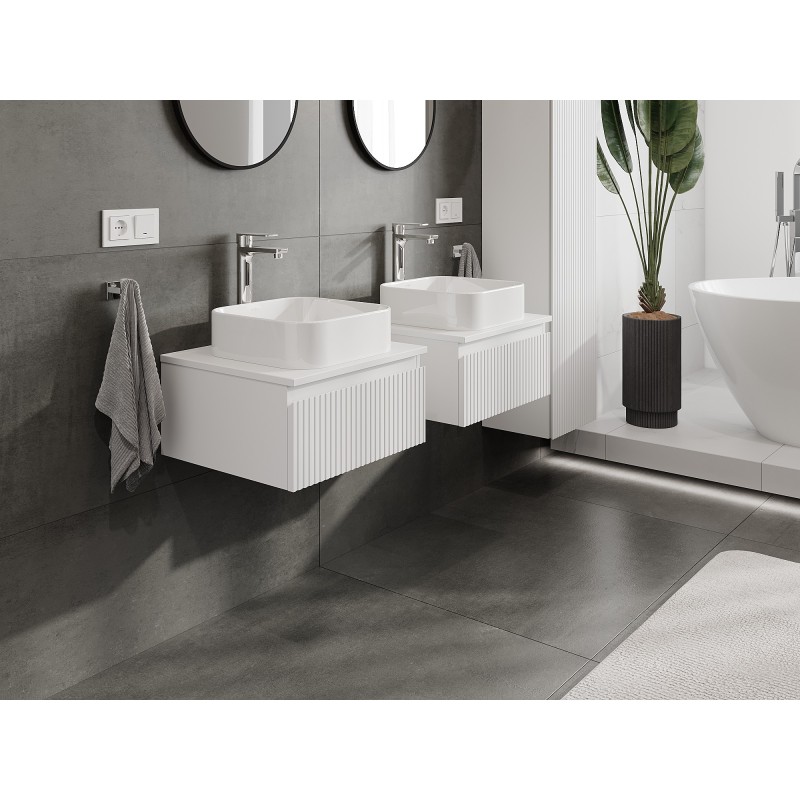 Mexen Rivel koupelnová skříňka pod umyvadlo 50 cm s deskou, 1 zásuvka, drážkovaná, bílá mat - 91A20-05023-1-BFC01