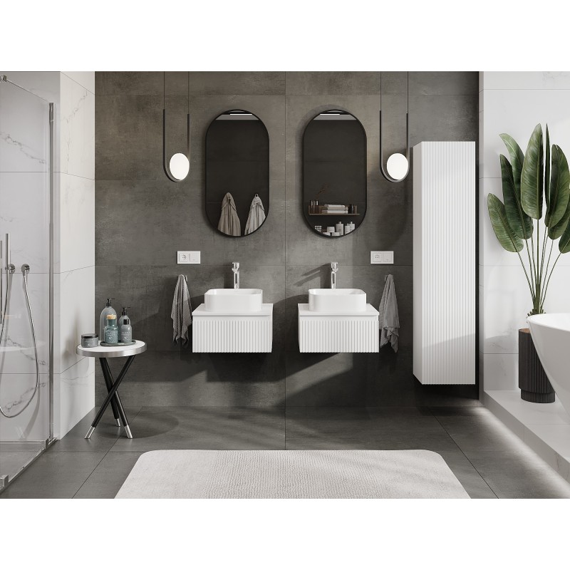 Mexen Rivel koupelnová skříňka pod umyvadlo 50 cm s deskou, 1 zásuvka, drážkovaná, bílá mat - 91A20-05023-1-BFC01